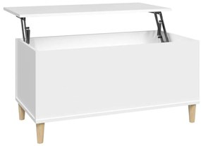 Τραπεζάκι Σαλονιού Λευκό 90x44,5x45 εκ. από Επεξεργασμένο Ξύλο - Λευκό