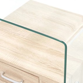 vidaXL Τραπεζάκι Σαλονιού με Συρτάρι 50 x 50 x 45 εκ. από Ψημένο Γυαλί