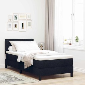 vidaXL Κρεβάτι Box Spring  με στρώμα & LED Μαύρο 90x200 εκ Υφασμάτινο