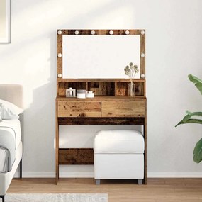 vidaXL Τραπέζι περιποίησης με συρτάρι Παλαιό ξύλο 80 x 41 x 134.5 εκ.