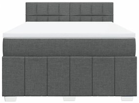 Κρεβάτι Boxspring με Στρώμα Σκούρο Γκρι 140x200 εκ Υφασμάτινο - Γκρι