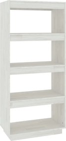 vidaXL Βιβλιοθήκη/Διαχωριστικό Χώρου Λευκό 60x35x135 εκ. Μασίφ Πεύκο