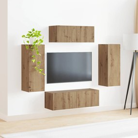 vidaXL Σετ επίπλου τηλεόρασης 4 τμχ. Artisan Oak Επεξεργασμένο Ξύλο