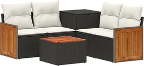 vidaXL Σετ Καναπέ 6 τμχ. Μαύρο και Κρεμ Λευκό 55 x 55 x 37 εκ