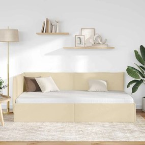 vidaXL Κρεβάτι Γωνίας με κεφαλάρι Κρεμ 90 x 190 cm ύφασμα