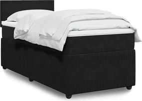 vidaXL Κρεβάτι Boxspring με Στρώμα Μαύρο 90x200 εκ. Βελούδινο