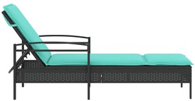 vidaXL Ξαπλώστρα με Μαξιλάρι Μαύρη 63x200x81 εκ. από Συνθετικό Ρατάν (μόνο για τις ΗΠΑ)