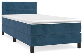 vidaXL Κρεβάτι Boxspring με Στρώμα Σκούρο Μπλε 100x200 εκ. Βελούδινο