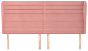 Κεφαλάρι με Πτερύγια Ροζ 183x23x118/128 εκ. Βελούδινο - Ροζ