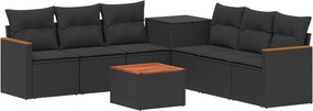 vidaXL Σετ Καναπέ 8 τμχ. Μαύρο 55 x 55 x 37 εκ Πολυ-ρακί και Χάλυβας