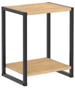 Κομοδίνο Gina Megapap χρώμα sapphire oak - μαύρο 39x30x48εκ.