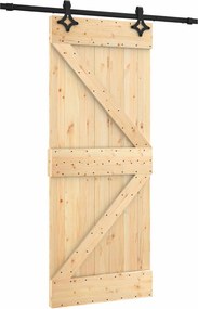 vidaXL Συρόμενη Πόρτα Φυσικό και Μαύρο 85 x 210 cm