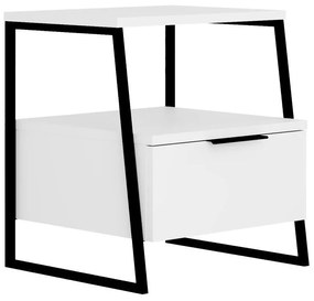 Κομοδίνο Johana pakoworld μαύρο-λευκό 45x40x50εκ