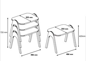 Ζιγκόν (3 Τεμαχίων) Καρυδί LEEGE 48.6x35.5x42