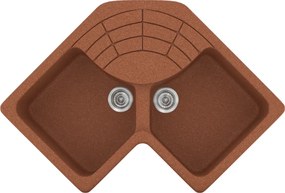 Sanitec Classic 310 (83x83×50) - Γωνιακος Γρανιτένιος νεροχύτης - Granite TERRACOTTA