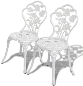 Καρέκλες Bistro 2 τεμ. Λευκές από Χυτό Αλουμίνιο
