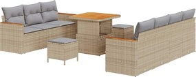 vidaXL Σετ Καναπέ Κήπου 10 pcs Μπεζ συνθετικό ρατάν