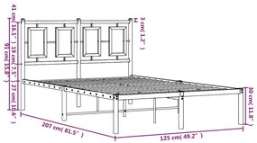 Πλαίσιο Κρεβατιού με Κεφαλάρι Μαύρο 120 x 200 εκ. Μεταλλικό - Μαύρο
