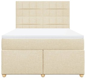 vidaXL Κρεβάτι Boxspring με Στρώμα Κρεμ 140x190 εκ. Υφασμάτινο