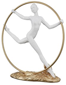 Διακοσμητικό ArteLibre Γυναικεία Φιγούρα Σε Κύκλο Λευκό/Χρυσό Polyresin 17x22x23cm