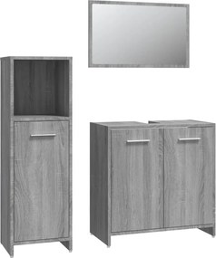 vidaXL Σετ Επίπλων Μπάνιου 3 Τεμαχίων Γκρι Sonoma Επεξεργασμένο Ξύλο