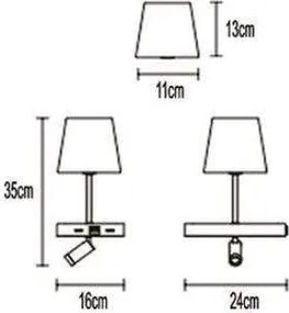 Επίτοιχο Φωτιστικό Απλίκα Bali LED 3W Μαύρη με Καπέλο και θύρα USB
