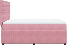 vidaXL Κρεβάτι Boxspring με Στρώμα Ροζ 160x200 εκ. Βελούδινο