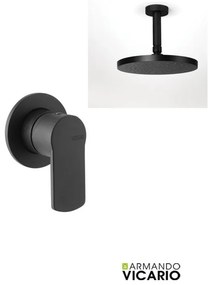 Armando Vicario GLAM Μίκτης εντοιχισμού 1 εξόδου &amp; Ανακλινόμενη κεφαλή Φ20εκ &amp; μπράτσο οροφής 10εκ Black Matt