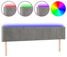 Κεφαλάρι Κρεβατιού LED Ανοιχτό Γκρι 163x16x78/88 εκ. Βελούδινο 3123290