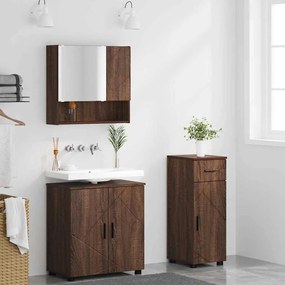 vidaXL Σετ Επίπλων Μπάνιου με συρτάρι Επιτοίχιο 3 pcs Καφέ δρυς