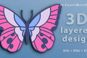 Σετ των 3 Intra απο ξύλο plywood 3mm-4mm πάχος αποκοπής 3D Layered Butterfly Δίασταση 7x7 cm INTRAFABR-67876086
