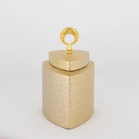 Βάζο Κεραμικό Με Καπάκι 752-20115 14.5x14.5x22.5cm Gold Estheti Home Ceramic