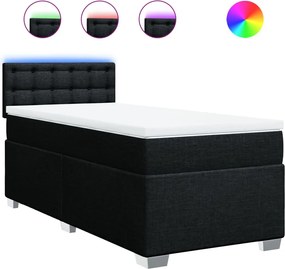 vidaXL Κρεβάτι Boxspring με Στρώμα Μαύρο 80 x 200 εκ. Υφασμάτινο