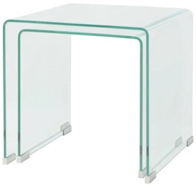 vidaXL Σετ Τραπεζάκια Ζιγκόν 2 τεμ. Διάφανα από Ψημένο Γυαλί