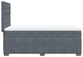 Κρεβάτι Boxspring με Στρώμα Σκούρο Γκρι 100x200 εκ. Βελούδινο - Γκρι