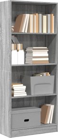 vidaXL Βιβλιοθήκη Γκρι Sonoma 60x24x143 εκ. από Επεξεργ. Ξύλο
