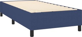 vidaXL Κρεβάτι Boxspring με Στρώμα &amp; LED Μπλε 90x190 εκ. Υφασμάτινο