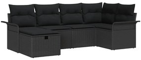 vidaXL Σετ Καναπέ Κήπου 6 pcs Μαύρο 242.5 x 132.5 x 85 εκ. Πολυ ράταν