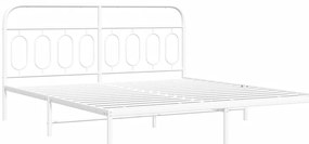 vidaXL Πλαίσιο Κρεβατιού με Κεφαλάρι Λευκό 193 x 203 εκ. Μεταλλικό