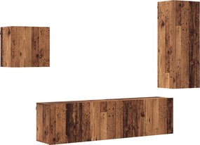 vidaXL Ντουλάπι TV Επιτοίχιο 4 pcs Παλιό Ξύλο Επεξεργασμένο ξύλο