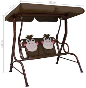 vidaXL Κούνια Κήπου Παιδική Καφέ 115 x 75 x 110 εκ. Υφασμάτινη