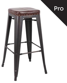 Σκαμπώ RELIX BAR Μεταλ.Antique Black/PU Κάθ.Σκ.Καφέ 43x43x78cm