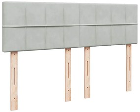 vidaXL Κρεβάτι Boxspring με Στρώμα Ανοιχτό Γκρι 140x200 εκ. Βελούδινο