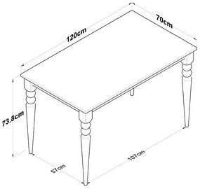 Τραπέζι Rosette φυσικό-λευκό 120x70x73.8εκ 120x70x73.8 εκ.