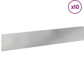 vidaXL Περίγραμμα γκαζόν 10 τμχ. 100 x 18 εκ Galvanised Steel Ασημί