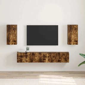 vidaXL Ντουλάπι Τηλεόρασης Τοίχου 2 pcs Καπνιστό Δρύς