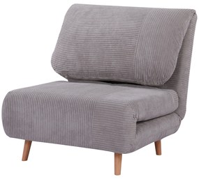 HOMCOM Πολυθρόνα-Κρεβάτι 2-σε-1, Καναπές-Κρεβάτι, έως 200 kg, Ρυθμιζόμενο προσκέφαλο, Υφή κοτλέ 82 cm x 89 cm x 83 cm Γκρι