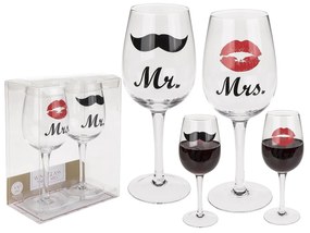 Ποτήρι Κρασιού Κολωνάτο 'Mr.' &amp; 'Mrs.' 430ml Διάφανο Γυαλί 22.5cm Σετ 2Τμχ
