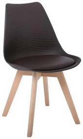 Καρέκλα Martin Stripe ΕΜ136,01S 49x56x82cm Brown Σετ 4τμχ Wood, Polypropylene