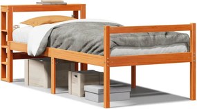vidaXL Bed Frame Κερί Παλαίωσης 75 x 190 cm Solid Pine Wood, Plywood